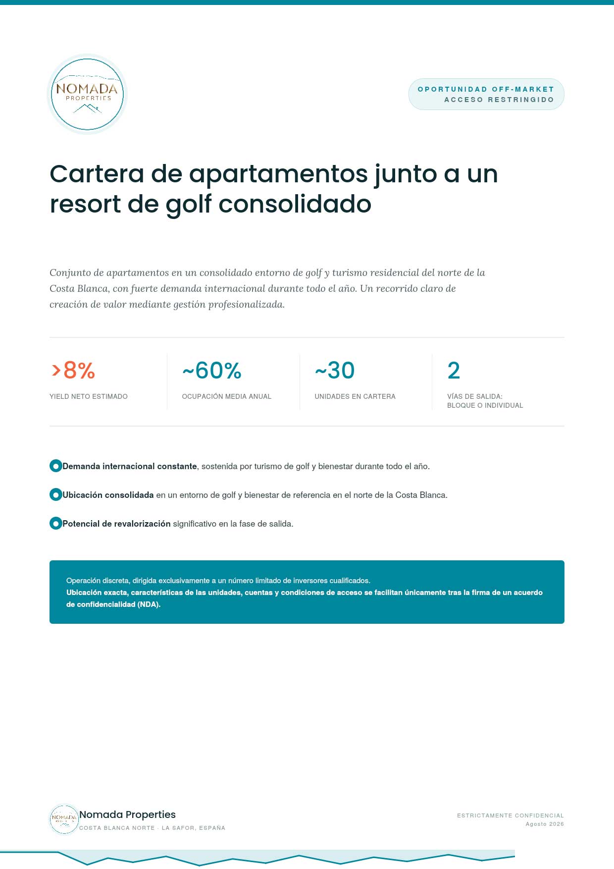 Off-Market — Cartera de apartamentos en la Costa Blanca Norte
